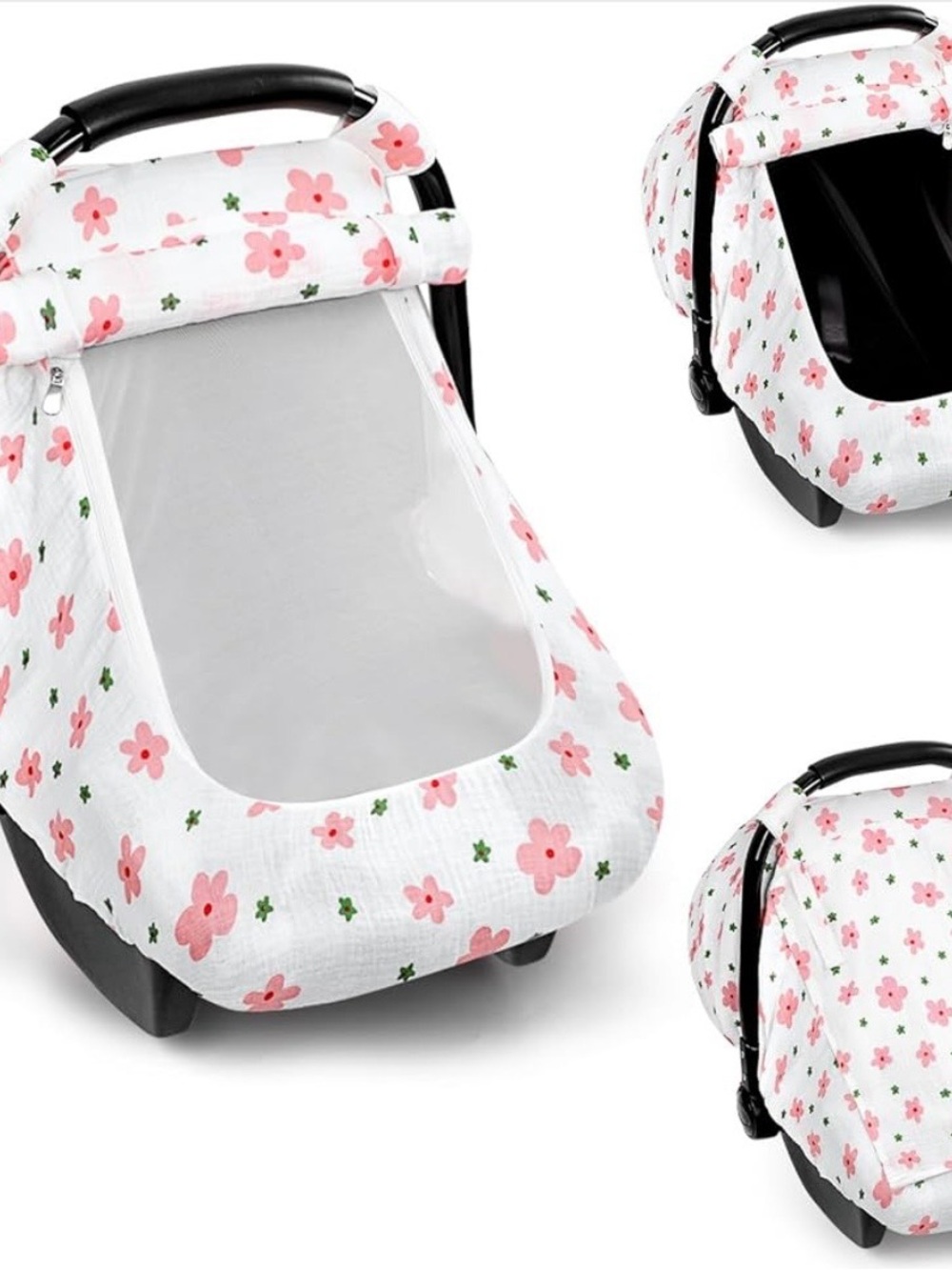 Floral Pink Baby Car Seat Cover - Soft Breathable Protection